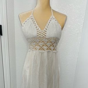 Crochet White halter maxi dress